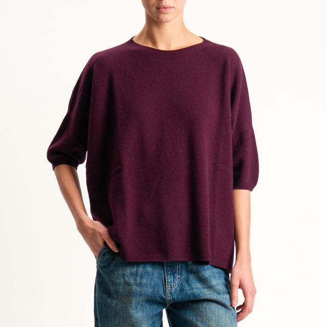 Motel-Maglia 100% LANA spacchi laterali - vino