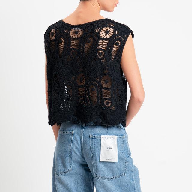 Motel-Top in crochet - nero