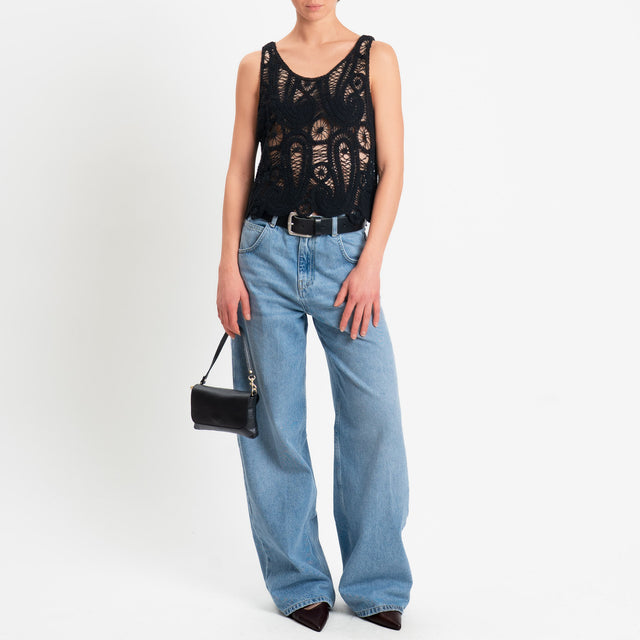 Motel-Top in crochet - nero