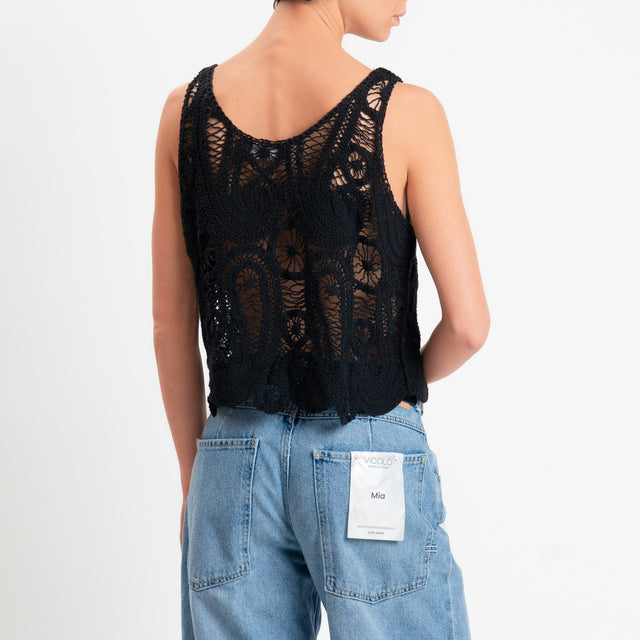 Motel-Top in crochet - nero