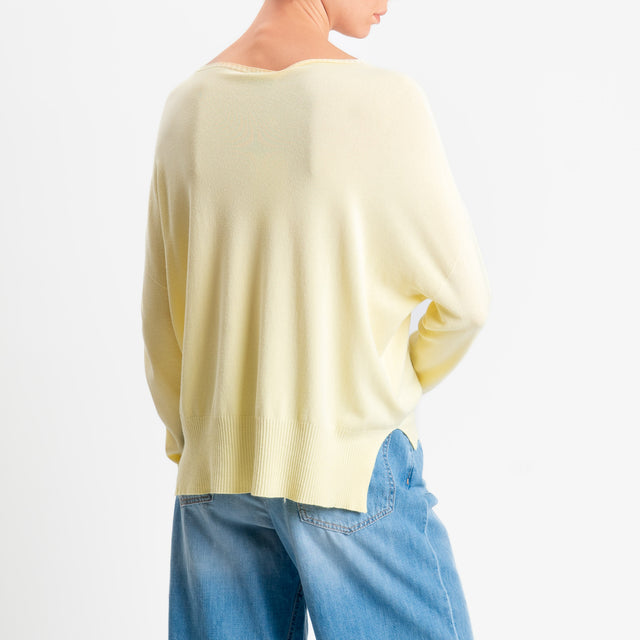 Motel-Maglia girocollo spacchi laterali - yellow