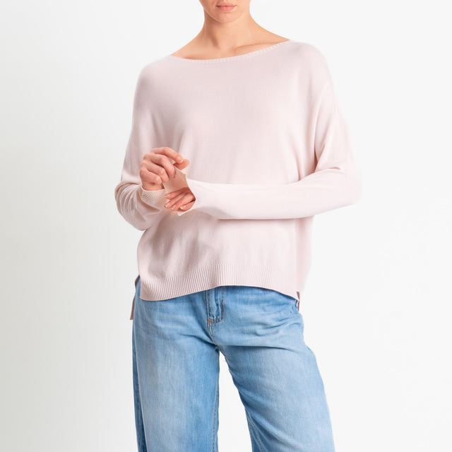 Motel-Maglia girocollo spacchi laterali - rosa