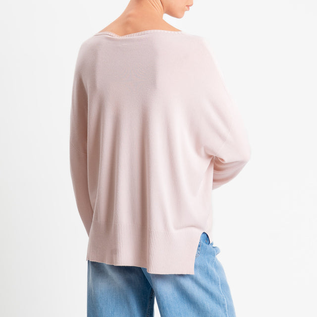 Motel-Maglia girocollo spacchi laterali - rosa