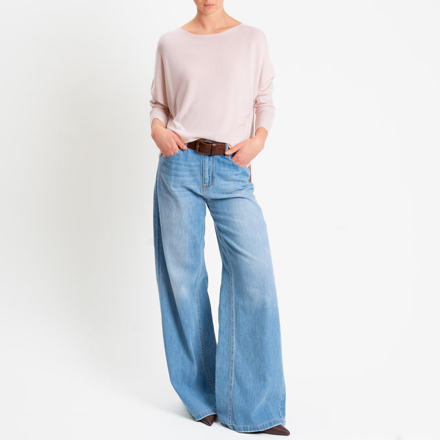 Motel-Maglia girocollo spacchi laterali - rosa