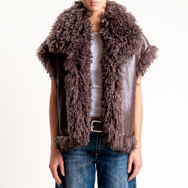 Motel- Gilet doubleface ecomongolia/ecopelle - moro