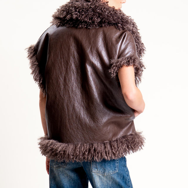 Motel- Gilet doubleface ecomongolia/ecopelle - moro