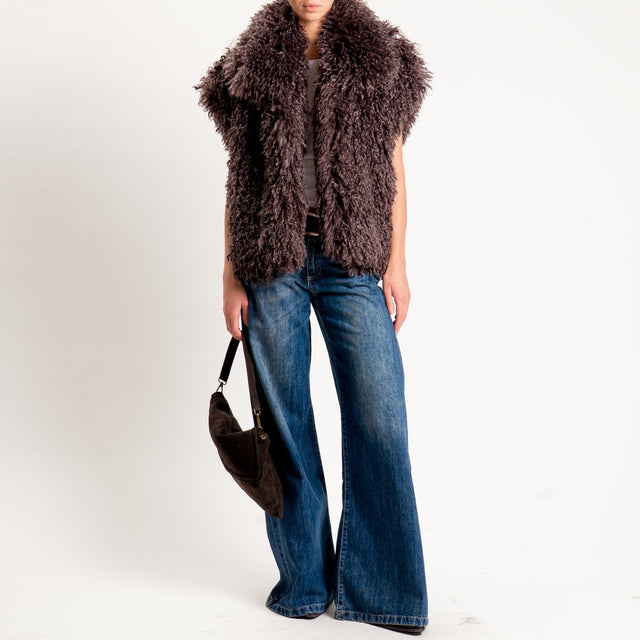Motel- Gilet doubleface ecomongolia/ecopelle - moro