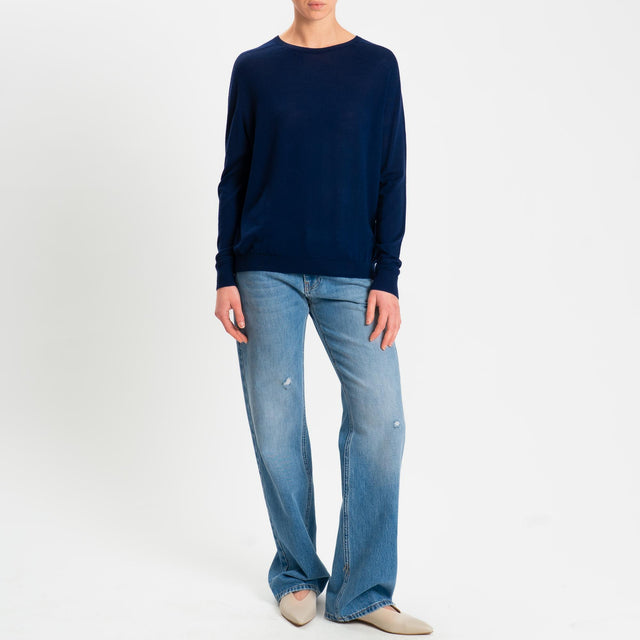 Motel-Maglia scatola 100% LANA MERINO - blu