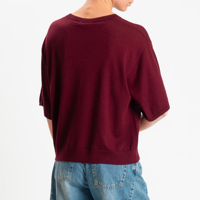 Motel-Maglia mezza manica 100% LANA MERINO - Bordeaux