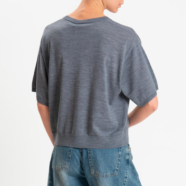 Motel-Maglia mezza manica 100% LANA MERINO - grigio