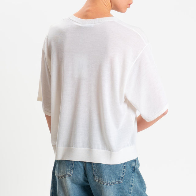 Motel-Maglia mezza manica 100% LANA MERINO - panna