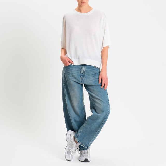 Motel-Maglia mezza manica 100% LANA MERINO - panna