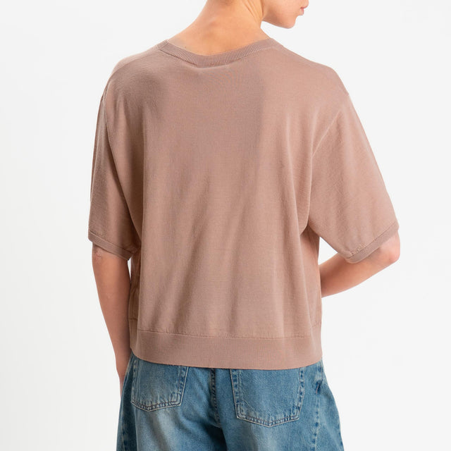 Motel-Maglia mezza manica 100% LANA MERINO - rosa