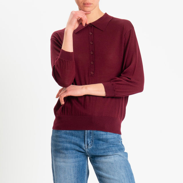 Motel-Maglia polo 100% LANA MERINO - Bordeaux