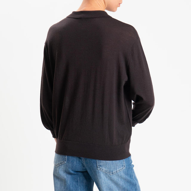 Motel-Maglia polo 100% LANA MERINO - cioccolato