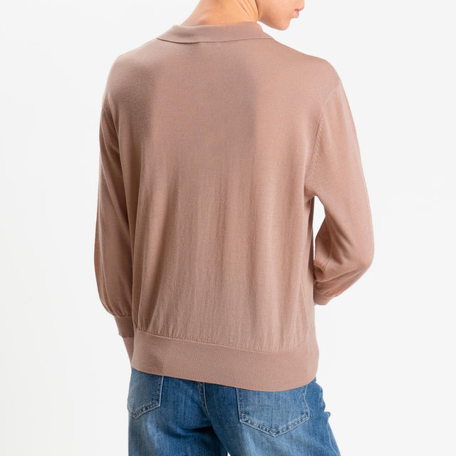 Motel-Maglia polo 100% LANA MERINO - rosa