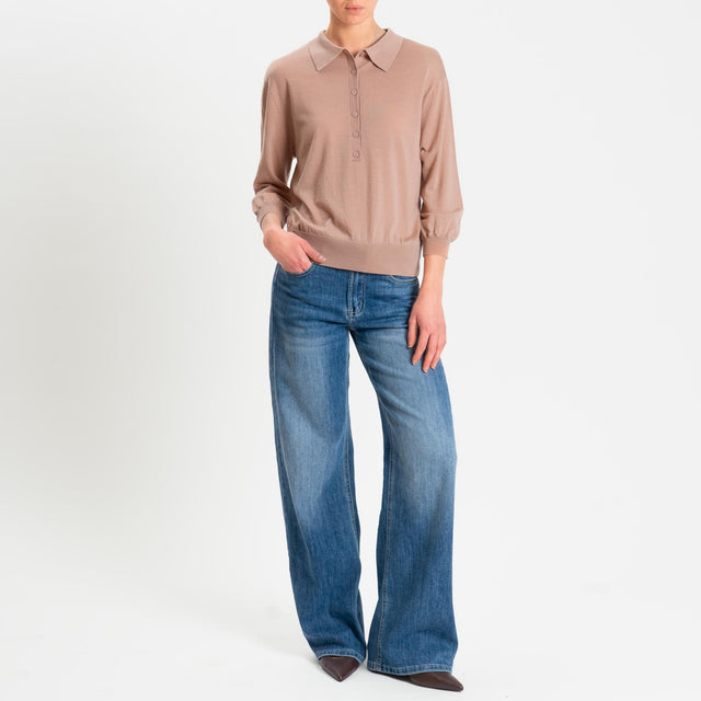 Motel-Maglia polo 100% LANA MERINO - rosa