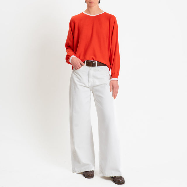 Motel-Maglia scatola bicolore - off white/coral