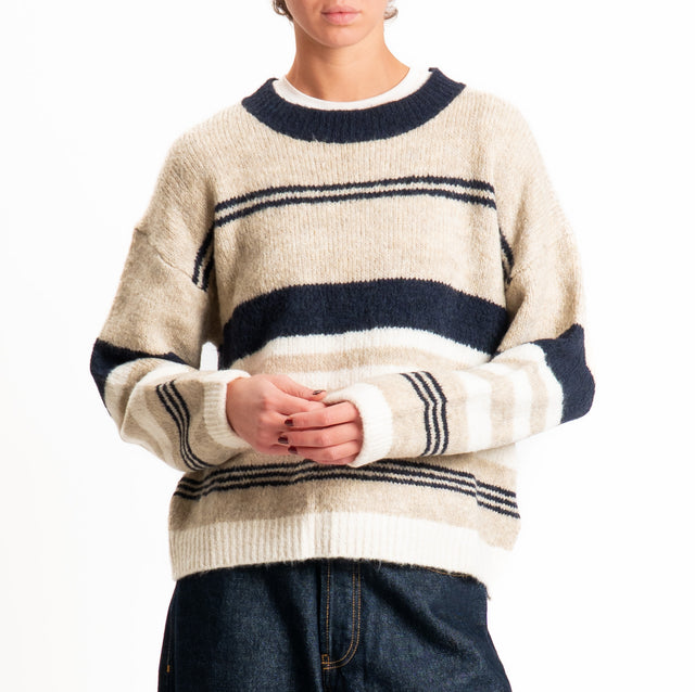 Motel-Maglia righe misto lana - blu/beige/burro