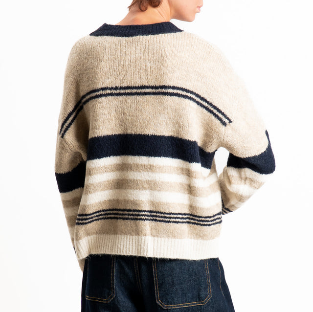 Motel-Maglia righe misto lana - blu/beige/burro