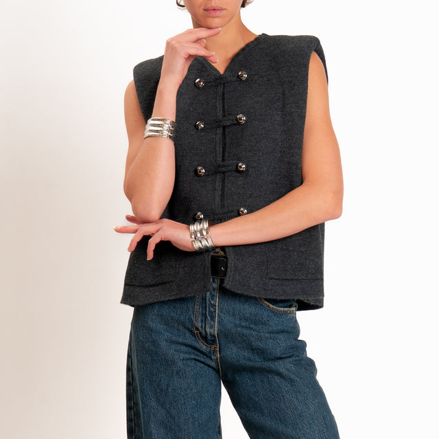 Motel-Gilet misto alpaca con spalline - antracite