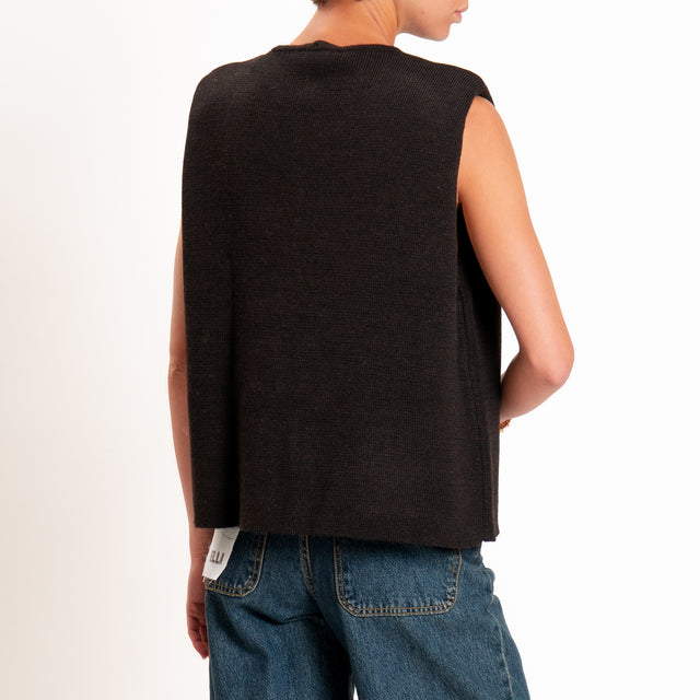 Motel-Gilet misto alpaca con spalline - moro