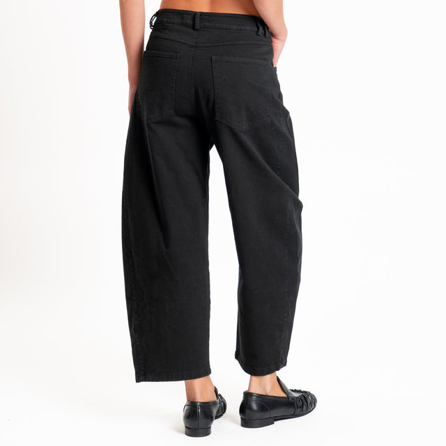 Motel-Pantalone cinque tasche barrel fit - nero