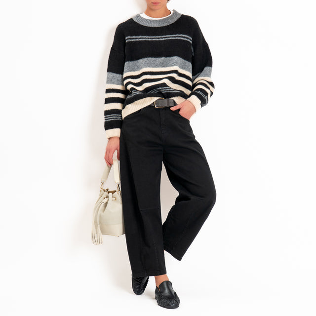 Motel-Pantalone cinque tasche barrel fit - nero