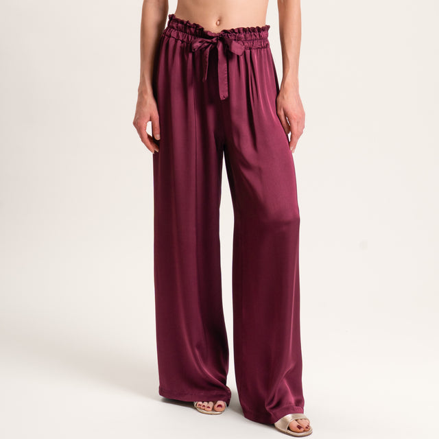 Pantalones Motel de satén con cordón - Vino