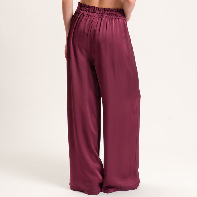 Pantalones Motel de satén con cordón - Vino