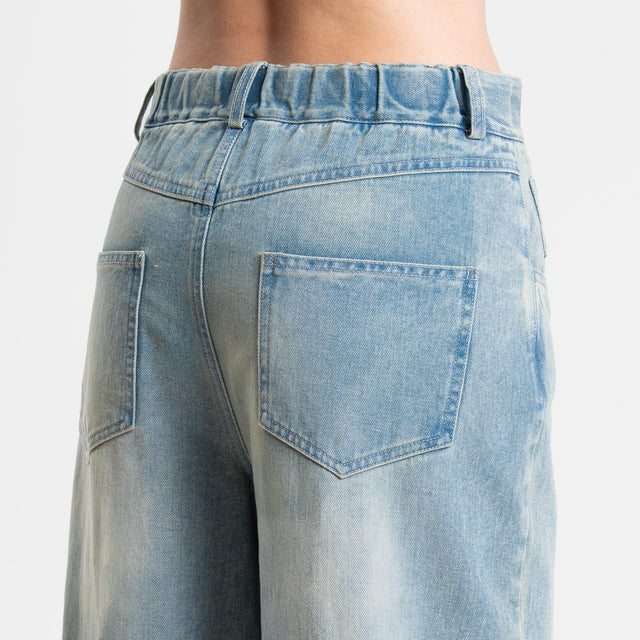 Motel-Jeans wide leg con cintura elastico dietro - denim