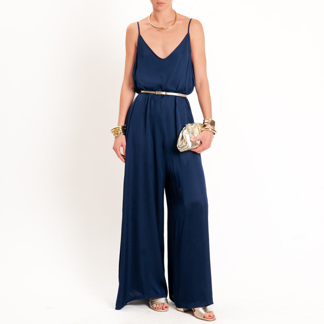 Motel-Tuta satin bretelle regolabili - Blu