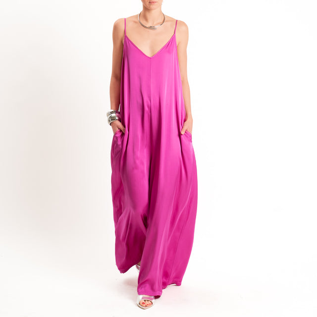 Motel-Tuta satin bretelle regolabili - fucsia