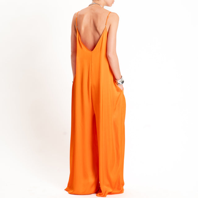 Motel-Tuta satin bretelle regolabili - arancio