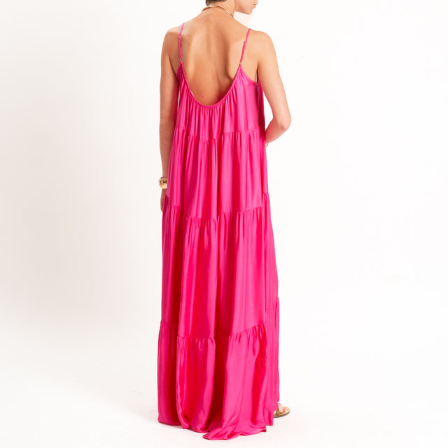 Motel-Abito satin con balze bretelle regolabili - bouganville