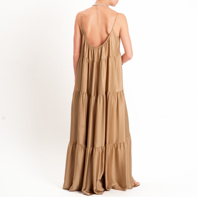 Motel-Abito satin con balze bretelle regolabili - desert