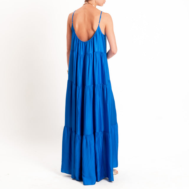 Motel-Abito satin con balze bretelle regolabili - royal