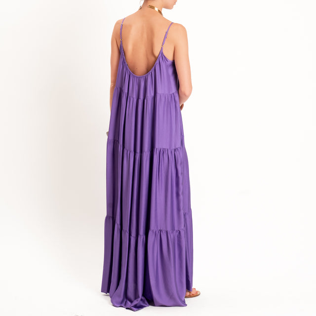 Motel-Abito satin con balze bretelle regolabili - glicine