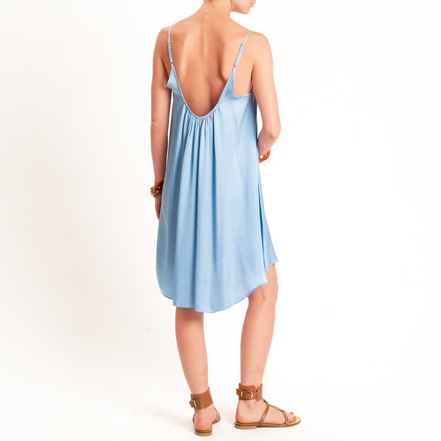 Motel-Abito corto satin bretelle regolabili - azzurro