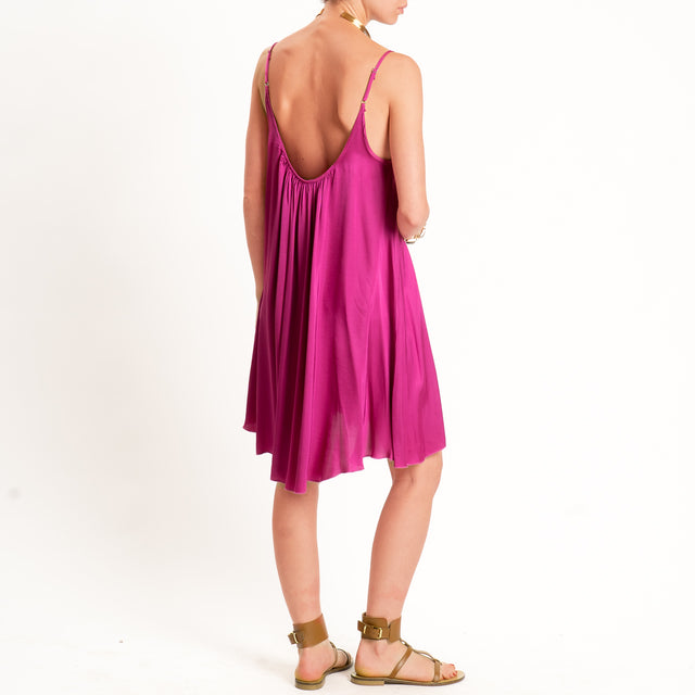 Motel-Abito corto satin bretelle regolabili - berry