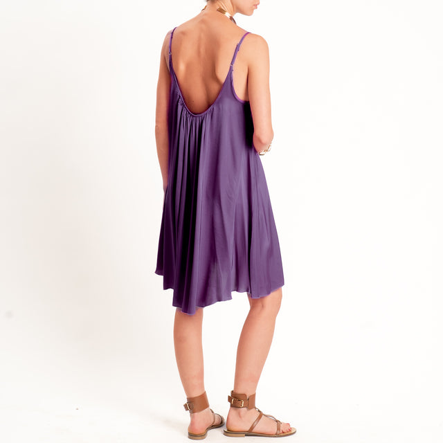 Motel-Abito corto satin bretelle regolabili - viola