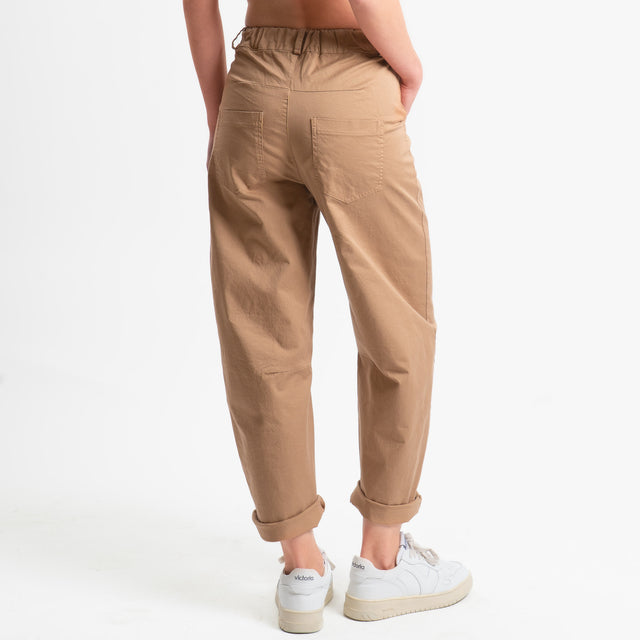Motel-Pantalone barrel cotone elasticizzato - biscotto