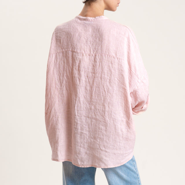 Motel-Camicia in lino con spilla - cipria