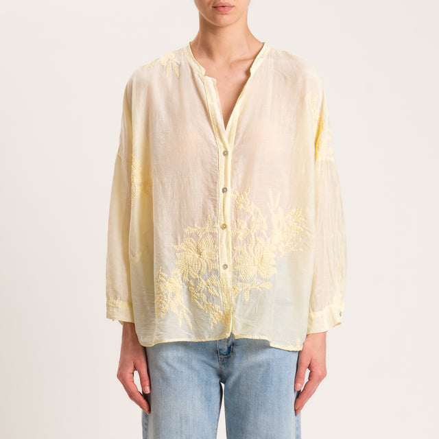 Motel-Camicia mussola con ricami - giallo
