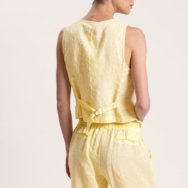 Motel-Gilet in lino con spilla - giallo
