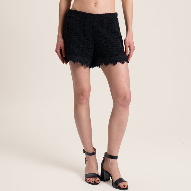 Motel-Short crochet elastico dietro - nero