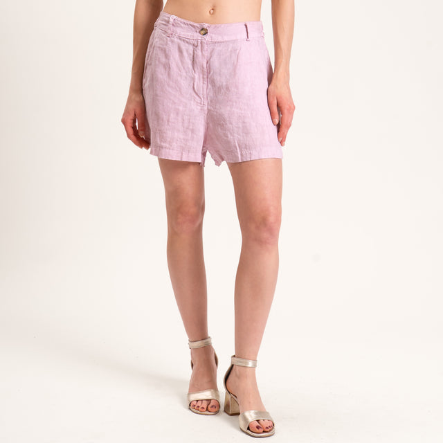 Motel-Shorts in lino elastico in vita - rosa