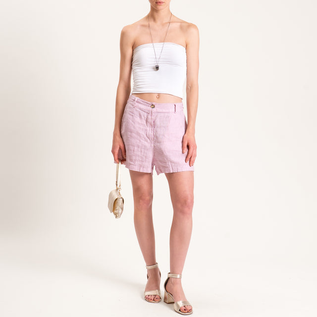 Motel-Shorts in lino elastico in vita - rosa