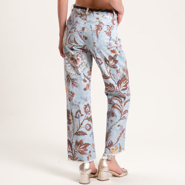 Motel-Jeans fantasia floreale cotone elasticizzato - acqua/cacao/burro