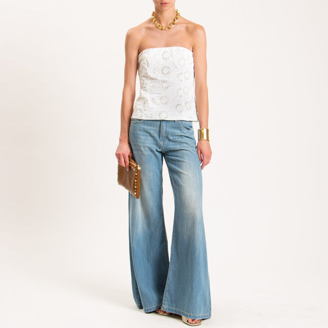 Motel-Top a fascia con pizzo sangallo - bianco